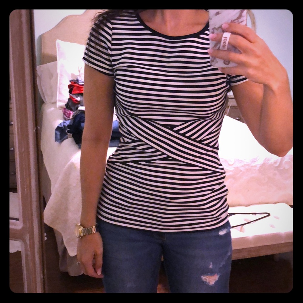 Black and white striped top